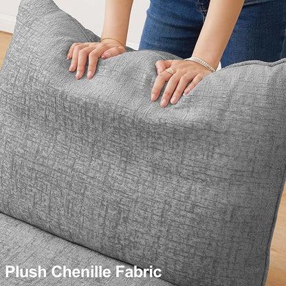 Belffin Large Modular Sectional Sofa Sleeper Sectional Couch with Storage Chenille Sectional Sofa Bed for Living Room, 9 Seats, Light Grey