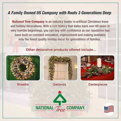National Tree Company 7 ft Pre-Lit Kingswood Fir Slim Artificial Christmas Tree, 300 Multicolor Lights, 892 Tips, Includes Stand, Green