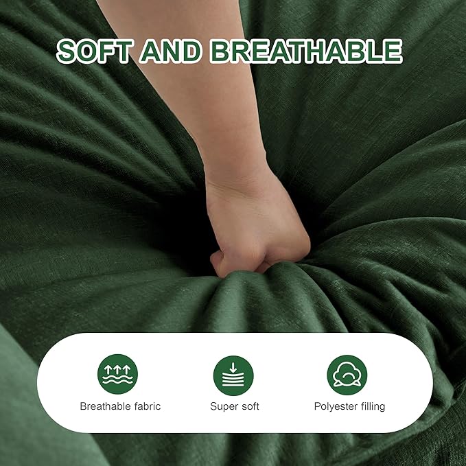 Modular Sectional Sofa, 146.5 Inch U-Shaped Cloud Sofa with Deep Seat Chenille Sofa with Cushions, Four Seater Sectional Sofa for Living Room Apartment,Evergreen