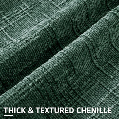 decorUhome Christmas Green Chenille Throw Pillow Covers 26x26 Set of 2 Thick Textured Slubby Couch Pillow Covers Farmhouse Accent Modern Neutral Decorative Pillow Cases for Bed Sofa Living Room