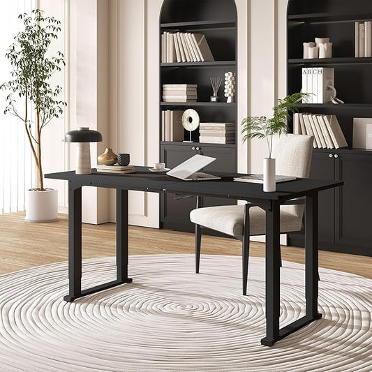 4 Legs Standing Desk, Large 71x31 Inches Electric Adjustable Height Desks with Splice Board, Stand Up Desks Home Office Computer Workstation, Black