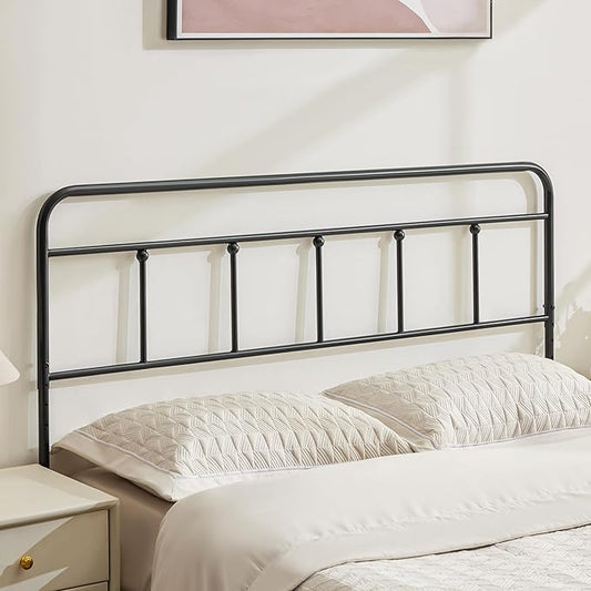 Metal King Size Headboard Only, Sturdy and Durable Iron King Headboard Adjustable Height from 34” to 44”, Victorian Vintage Bed Headboards, Farmhouse Head Board, Bed Frame Mount Black