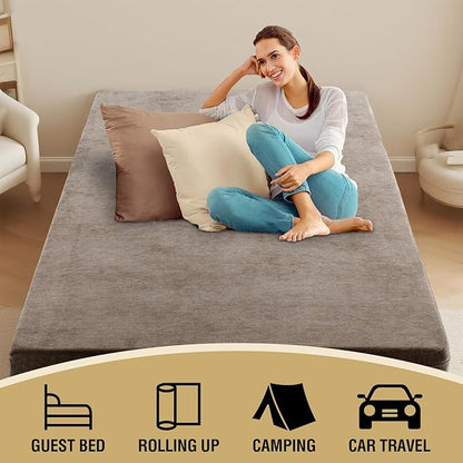 H.VERSAILTEX Twin Size Armless Futon Mattress Covers for Traditional Japanese Futon Mattress Soft Chenille Couch Slipcovers Floor Mats Sofa Protector Zippered Sleeper Sofa Cover,Taupe