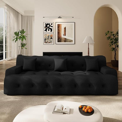 114'' Oversized Sectional Couches for Living Room Boneless Modular Sectional Sofa Plush Cloud Modular Couch Modern Sectionals with Deep Seat, No Assembly Required, 3 Seater, Black