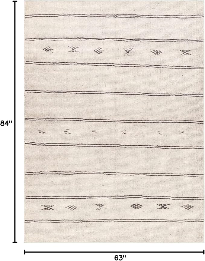 Livabliss x Becki Owens Rivi Moroccan Area Rug , 5'3" x 7', Ivory/Black