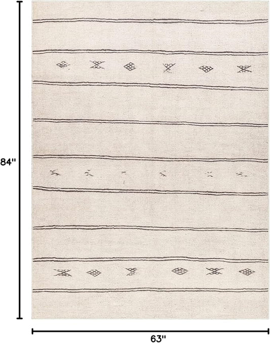 Livabliss x Becki Owens Rivi Moroccan Area Rug , 5'3" x 7', Ivory/Black