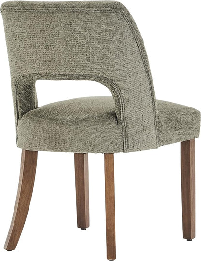 VKNOW Wooden Dining Chairs Set of 2, Modern Fabric Upholstered Dining Room Chair Kitchen Chairs, Farmhouse Dinner Chair for Kitchen Dining Room, Green