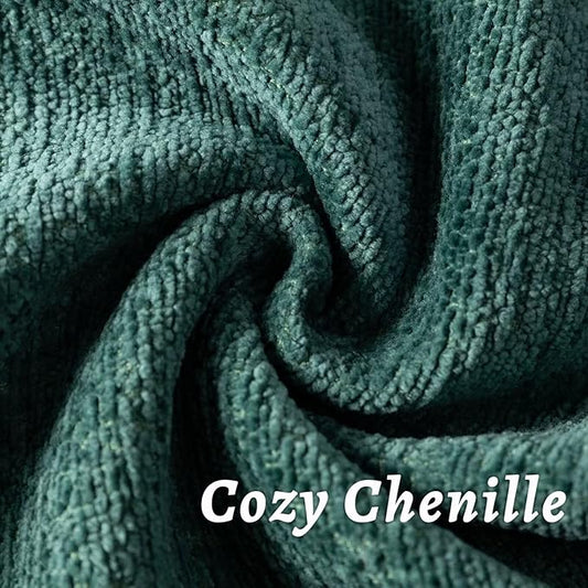 Green Decorative Throw Pillow Covers 18x18 Inch Set of 2 Cozy Soild Chenille Cushion Cases Soft Textured Square Couch Pillows Cover Boho Accent Farmhouse Pillowcases for Sofa Bed