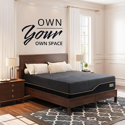 EGOHOME 14 inch Firm Queen Mattress, Memory Foam Mattress with Cooling Cover, Bed in a Box, CertiPUR-US Certified, Breathable and Supportive, Made in USA, 60''x80''x14'' Black