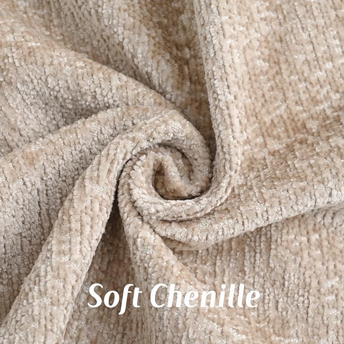FUTEI Oatmeal Chenille Throw Pillow Covers 26x26 Inch Set of 2,Soft Cozy Bound Edge Design Euro Pillow Sham,Home Decor for Couch Bed Living Room