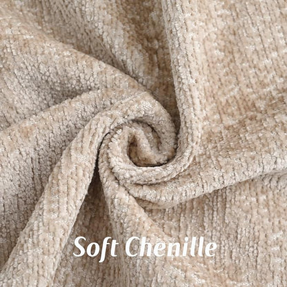 FUTEI Oatmeal Chenille Throw Pillow Covers 26x26 Inch Set of 2,Soft Cozy Bound Edge Design Euro Pillow Sham,Home Decor for Couch Bed Living Room
