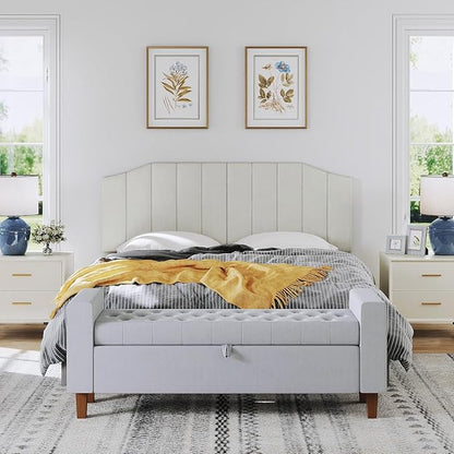 King Size Headboard Only, Velvet Upholstered Headboard King/California King Size Wall Mount and Bed Frame Mount, Featuring High-Density Sponge Padding Easy Assembly Comfort Style-Cream