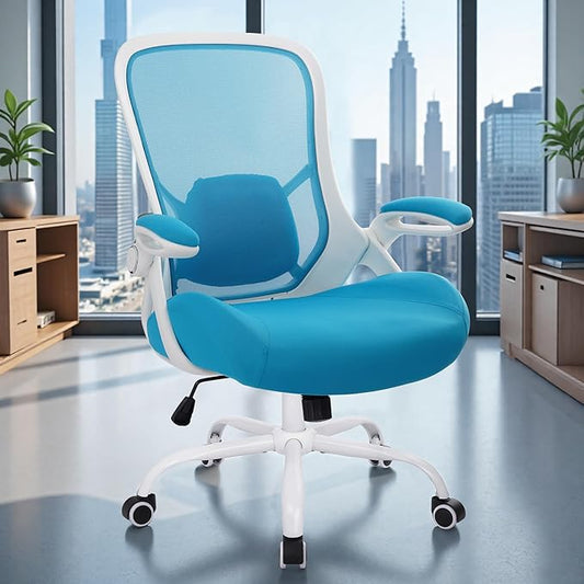 HYLONE 400lbs Heavy Duty Office Chair, 5" Thickened Seat Ergonomic Desk Chair with Adjustable Armrests, Home Office Computer Chairs for Long Hours Mesh Executive Chair(Blue)