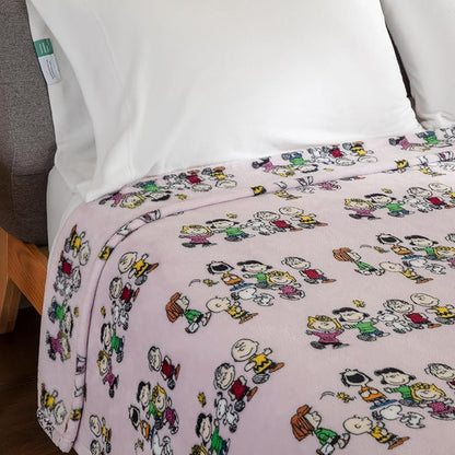 Berkshire Blanket Peanuts® VelvetLoft® Cute Character Snoopy Plush Blanket,Peanuts Laughing Robe Lilac,Twin 60 in x 90 in (Official Peanuts® Product)