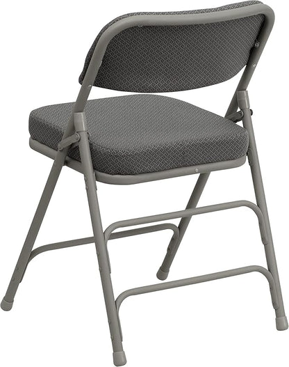 Flash Furniture Hercules Series Metal Folding Chair with Cushioned Seat, Fabric Upholstered Event Chair with 300-lb. Static Weight Capacity, Gray