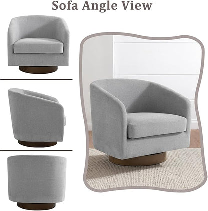 Lumibee Swivel Accent Chair, Chenille Fabric Swivel Barrel Chair for Living Room, Modern Comfy Upholstered Round Armchair Single Sofa Chair for Bedroom, Club-Light Grey