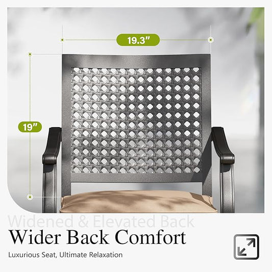 PHI VILLA Metal Outdoor Dining Chairs Set of 2 - Stackable Black Patio Chairs, 300lb Capacity (Beehive)