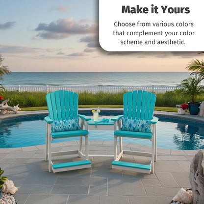 DutchCrafters Plastic Poly Outdoor Bistro Set with 2 Chairs and Attached Center Table, 3 Piece Patio Furniture Set - Amish Made in USA (Black & Light Gray)
