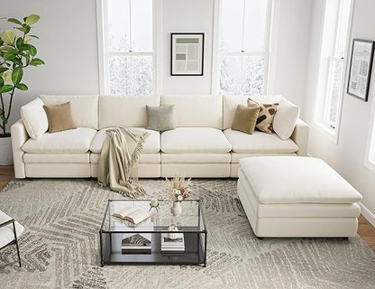 Sectional Couches for Living Room L Shaped Cloud Couch with Ottoman Deep Plush 5 Seats Sofa Modern Sofa for Apartment