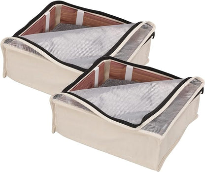 Household Essentials 3321-1 Cedarline Natural Cotton Canvas Zippered Sweater Bag | Storage Bag for Closets and Under the Bed | 2-Pack