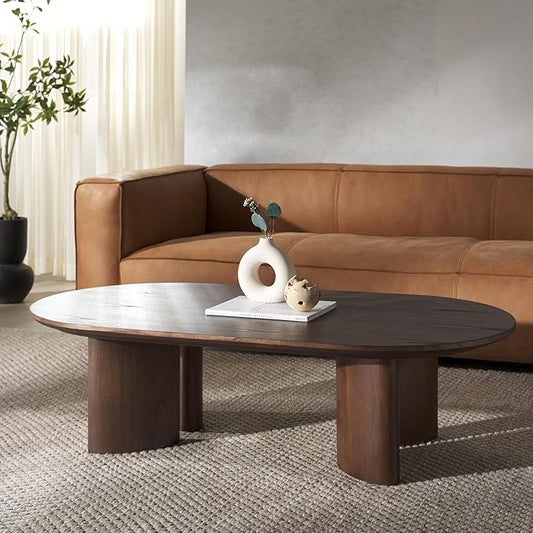 SAFAVIEH Couture Collection Barnard Walnut Oval Solid Wood Coffee Table
