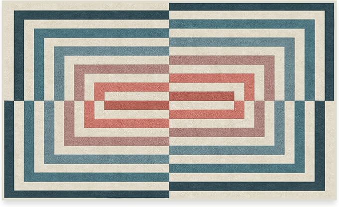 RUGGABLE x Jonathan Adler Washable Modern Area Rug – Op Art Teal 3x5, Stain-Resistant, Non-Slip – Small Machine Washable Rugs for Living Room, Bedroom, Hallway, Entryway & Office–with Standard Pad