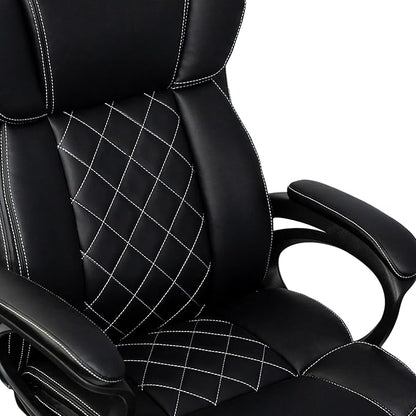Techni Mobili Ergonomic Executive Office Chair, High Back, Adjustable Height, Lumbar Support, Diamond-Stitched Padding, Swivel Desk Chair with Armrests & Tilt Recline for Home Office or Work (Black)