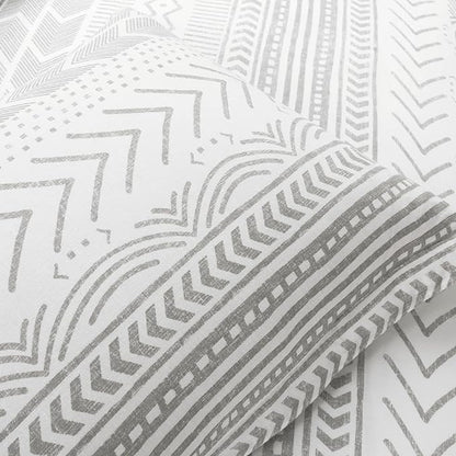 Lush Decor Hygge Geo Reversible 3 Piece Cotton Duvet Set, King, Gray & White
