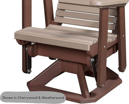 DutchCrafters Modern Horizontal Slat High Back Poly Glider Chair Outdoor Patio Furniture (White & Weatherwood)