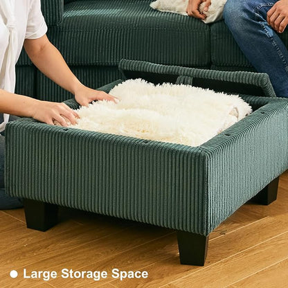 Belffin Corduroy Modular Sectional Sofa 9 Seat Convertible Sectional Sleeper Sofa Bed with Storage Ottomans Modular Sectional Couch Bed for Living Room Green