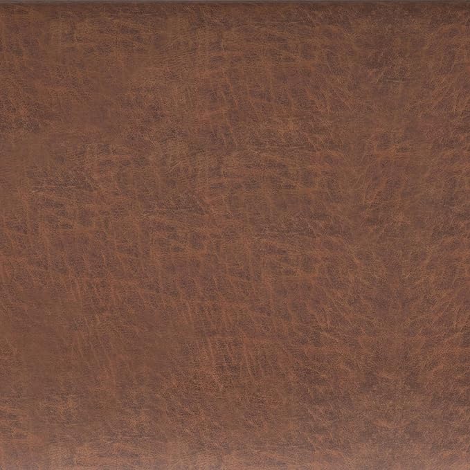 SIMPLIHOME Oregon 42 inch Wide Transitional Rectangle Storage Ottoman Bench with Tray in Distressed Saddle Brown Vegan Faux Leather, Assembled, For the Living Room, Entryway and Family Room
