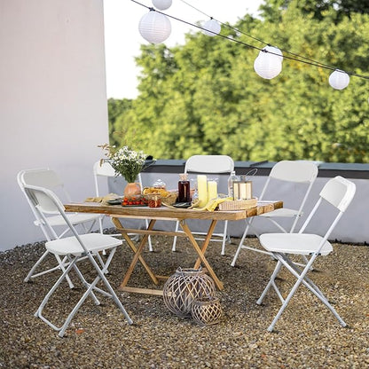 White Folding Chairs 10 Pack, Plastic Chairs for Outside,Portable Stackable Commercial Chairs with Steel Frame, Folding Chairs for Party Events Wedding Home Office Indoor Outdoor Chairs