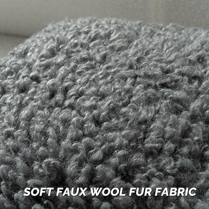 FUTEI Dark Grey Decorative Throw Pillow Covers 18x18 Inch Set of 2,Soft Fluffy Faux Wool Fur Boucle Textured Cushion Case,Modern Home Decor for Couch Bed Living Room Office
