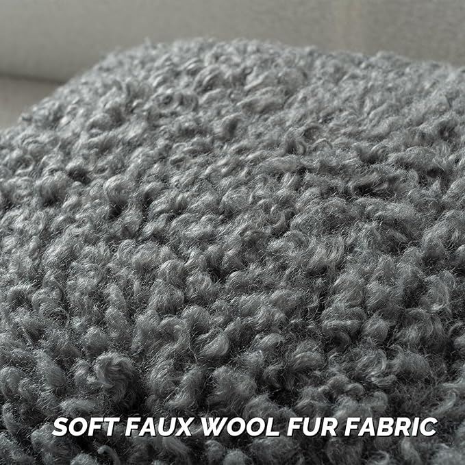 FUTEI Dark Grey Decorative Throw Pillow Covers 12x20 Inch Set of 2,Soft Fluffy Faux Wool Fur Boucle Textured Lumbar Pillow Case,Modern Home Decor for Couch Bed Living Room Office