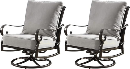 Oakland Living Aluminum Outdoor Swivel Club Finish with Thick Grey Polyester Cushions (Set of 2) Deep Seating Rocking Chairs, Antique Copper (AZRICA-2CHAIR-AC)