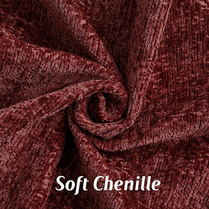 FUTEI Burgundy Chenille Throw Pillow Covers 20x20 Inch Set of 2,Soft Cozy Bound Edge Design Cushion Case,Home Decor for Couch Bed Living Room