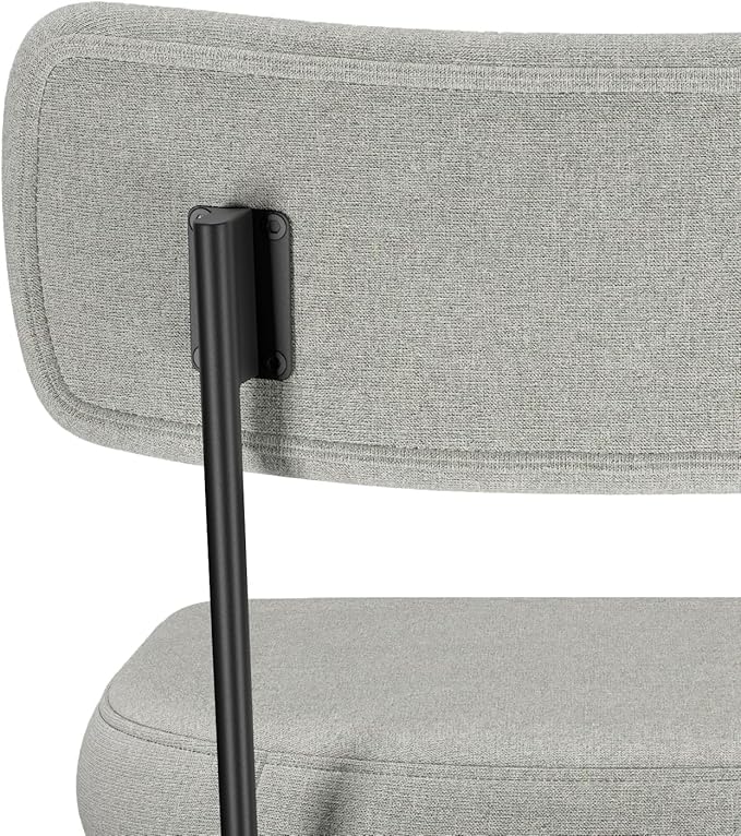 SIMPLIHOME Giselle Counter Stools (Set of 2) - 24 Inch Seat Height Swivel Upholstered Metal Kitchen Stools in Light Grey Polyester Linen, Contemporary Modern Seating with Padded Seat and Backrest