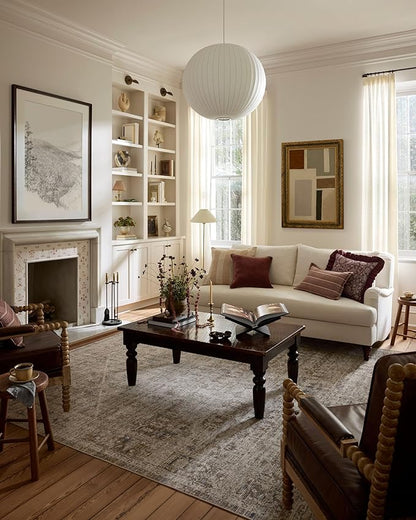Loloi Chris Loves Julia Ida Collection IDA-06 Slate/Natural 5'-3" x 7'-6", .19" Pile Height, Area Rug