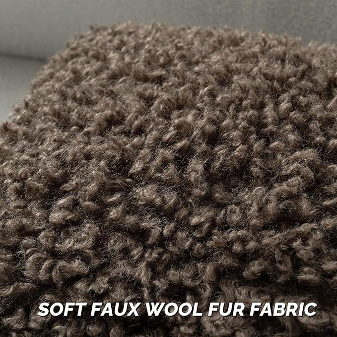 FUTEI Chocolate Decorative Throw Pillow Covers 16x16 Inch Set of 2,Soft Fluffy Faux Wool Fur Boucle Textured Cushion Case,Modern Home Decor for Couch Bed Living Room Office