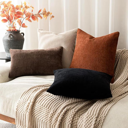 Foindtower Pack of 2 Soft Textured Throw Decorative Pillow Covers Square Accent Solid Cushion Cover Cozy Farmhouse Pillow Case with Zipper for Couch Sofa Bed Living Room 26x26 Inch, Burnt Orange