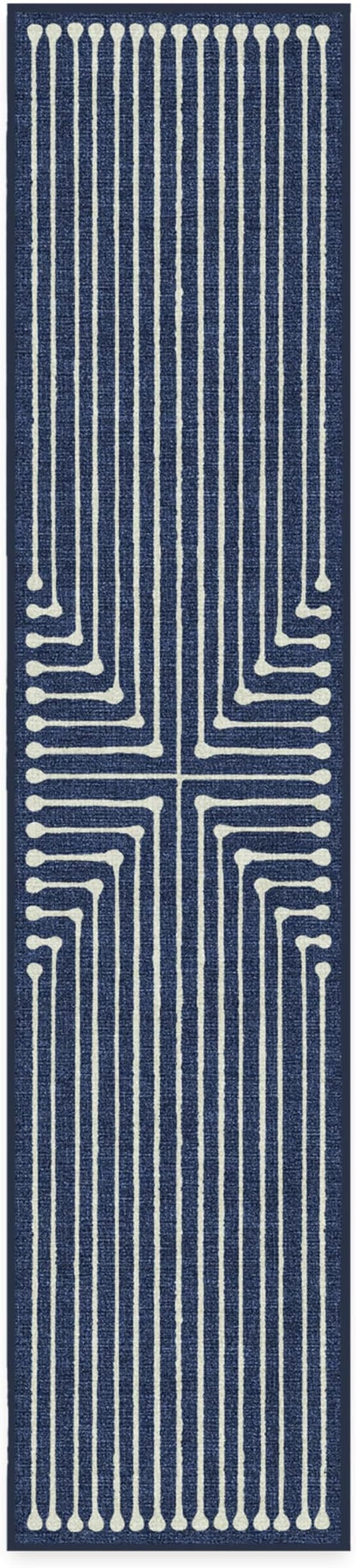 RUGGABLE x Jonathan Adler Machine Washable Modern Runner Rug – Inkdrop Lapis Blue 2.5x12, Stain-Resistant, Non-Slip – Washable Rug for Hallway, Entryway, Living Room & Kitchen–with Standard Pad
