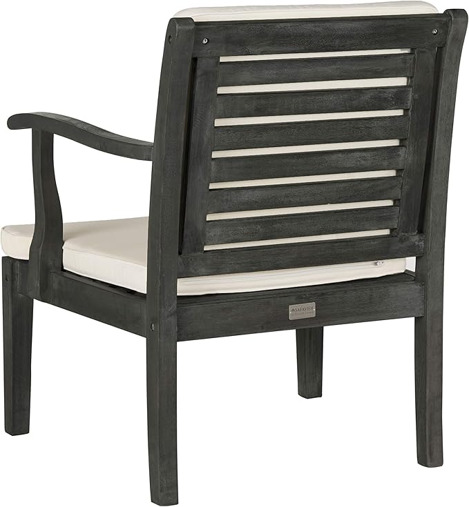 SAFAVIEH Outdoor Collection Fresno Dark Slate Grey and Beige 4Pc Outdoor Living Set
