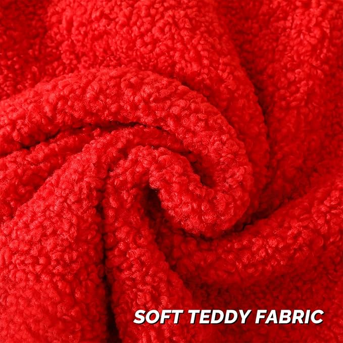 FUTEI Christmas Red Throw Pillow Covers 24x24 Inch Set of 2,Furry Faux Fur Teddy Boucle Textured Cushion Covers,Soft Fluffy European Pillow Shams,Home Decor for Couch Bed Living Room Office Car