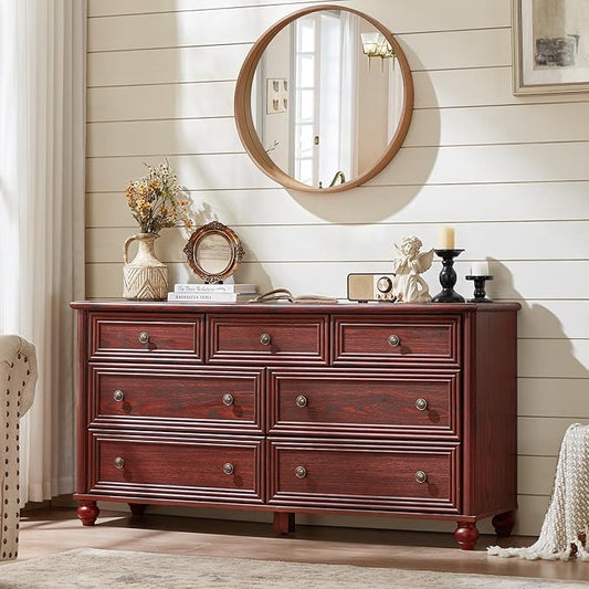 Farmhouse Dressers & Night Stand Set of 4, Wood 54" Wide Dresser & 35" Tall Chest of Drawers, 18" with Charging Station Nightstand Set of 2, Bedroom Furniture Dresser Set for Home Living Room Hallway