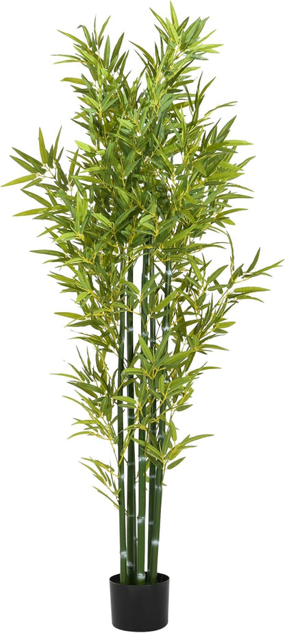 Christopher Knight Home Alene Set of 2 72''H Artificial Tree Indoor, Artificial Bamboo Tree with Nursery Pot, Faux Tree with Black Plastic Pot for Living Room, Artificial Plant for Home Decor, Green