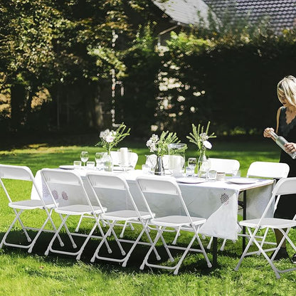 Folding Chairs 10 Pack,White Plastic Folding Chairs for Indoor Outdoor,Portable Stackable Commercial Seat with Steel Frame 350lb.Capacity for Party Events Wedding Dining Picnic Office
