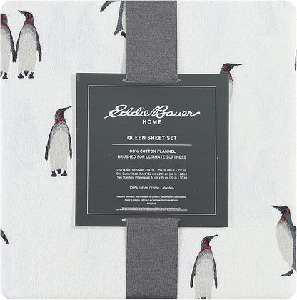 Eddie Bauer - Queen Sheets, Cotton Flannel Bedding Set, Brushed For Extra Softness, Cozy Home Decor (Rookeries, Queen)