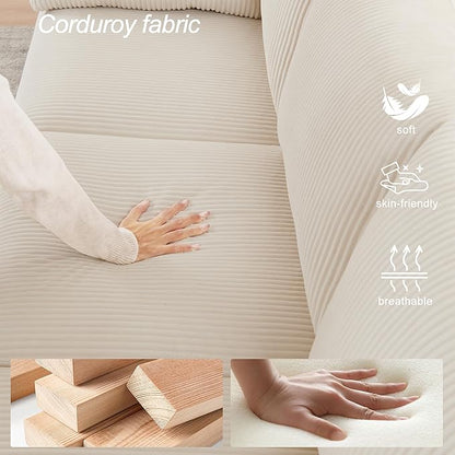 Modern Accent Chair Living Room Chairs in Corduroy Fabric,Reading Chair Sofa Couch for Apartment and Small Spaces.(Beige, Chair)