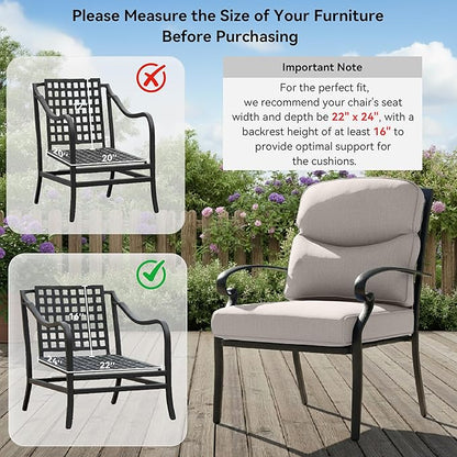 Outdoor Chair Cushions for Patio Furniture - 1 Pack Outside High Back Comfortable Thickened Pillow 22x24 with Zipper Cover for Wicker Rocking Swivel Chairs Loveseat Sofa – Beige/Crescent