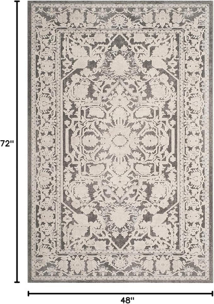 SAFAVIEH Area Rug 4x6 - Reflection Collection - Dark Grey & Cream, Non-Shedding & Easy Cleaning, Ideal for Entryway, Living Room, Bedroom (RFT665B)